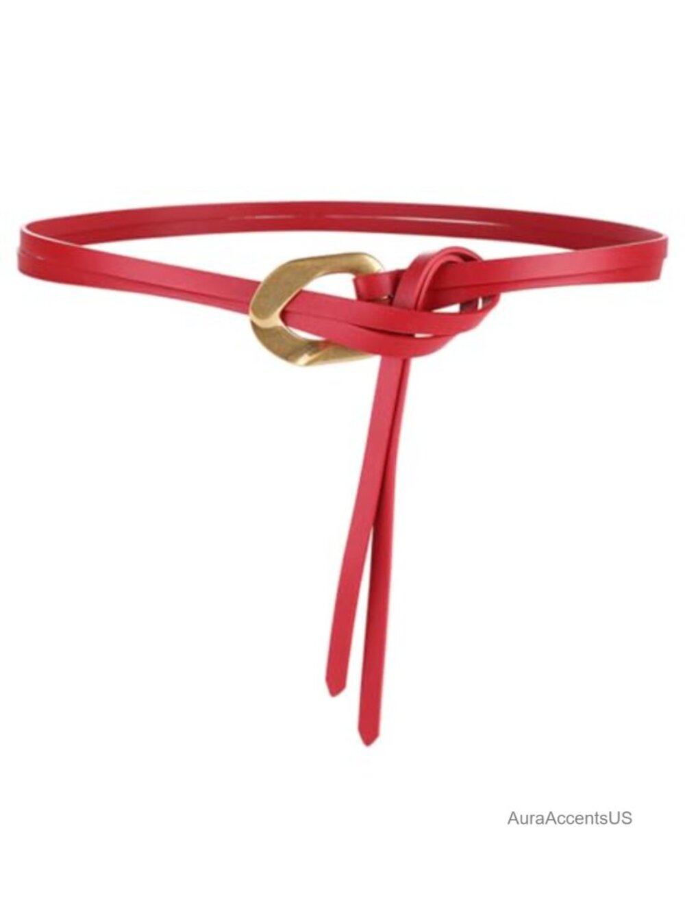 Genuine Leather Double Strap Tie Belt Gold Buckle Waist Belt Corset